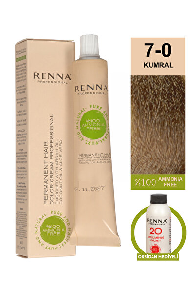 Renna Bitkisel Saç Boyası 7-0 Kumral 60 ml - Oksidan Hediyeli (%100 AMONYAKSIZ)