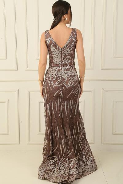 By Saygı Ghost Tulle Glitter Long Dress - Thick Straps and Lined