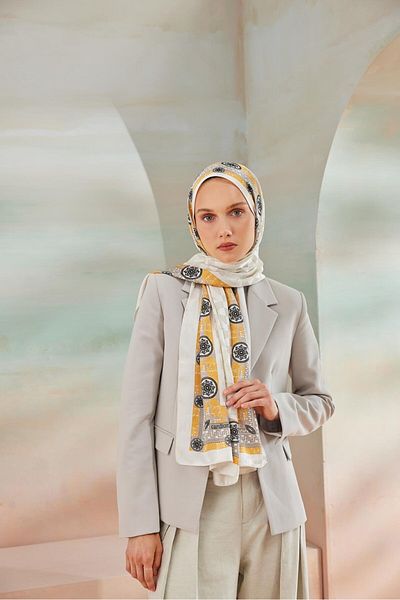 Cardion Luxury Devore Burning Shawl - White-Cinnamon