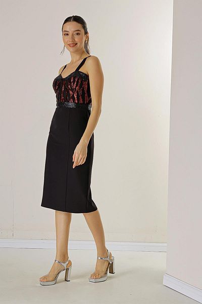 By Saygı Top rochie din crep scurtă căptușită cu paiete