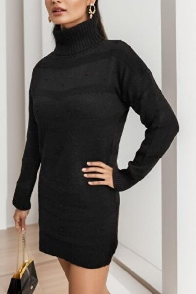 Mossta Μίνι Φόρεμα Πλεκτό Μαύρο