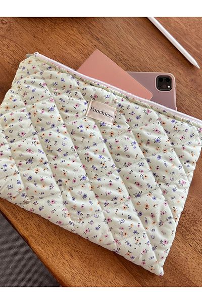 Punchiess Yellow Crispy Floral Laptop Tablet Case 15-16 Inch