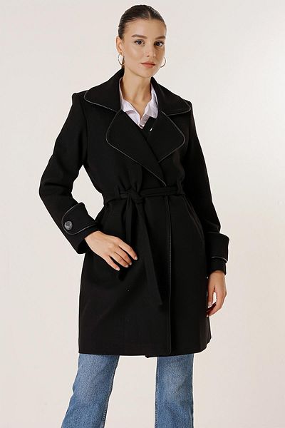 By Saygı Side Pocket, Lined Inside, Piping Imported Stash Coat