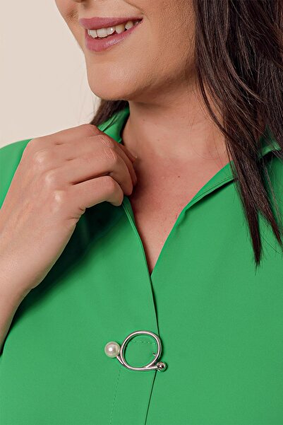 By Saygı Μπλούζα Polo Neck Quarter Sleeve Plus Size