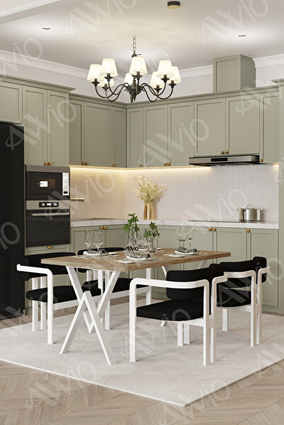 AVVİO Elsa Tokyo Demonte Sandalye Bohem Ayak 80x120 Yemek Masası Mutfak Masas...