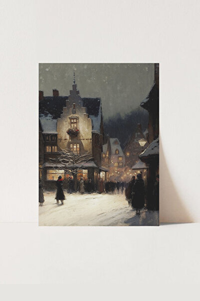 HOME DEKORİSTA Yeni Yıl Temalı Vintage Poster, Galeri Duvarı, Sanatsal Baskı, Yılbaşı, Christmas