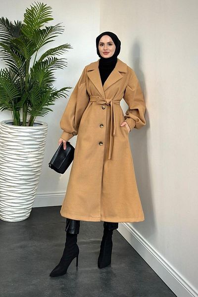 MERVEN AKYÜZ Κασμίρ παλτό Catherina Camel