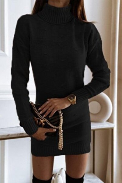 Mossta Μίνι Φόρεμα Πλεκτό Μαύρο