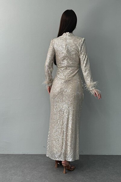 lizge giyim KOL SAÇAK PAYET ELBİSE