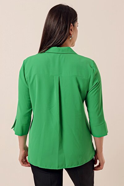 By Saygı Μπλούζα Polo Neck Quarter Sleeve Plus Size