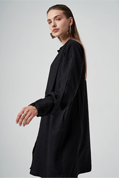 MissWhence Mevsimlik Fermuarlı Gömlek Kap Siyah 36407