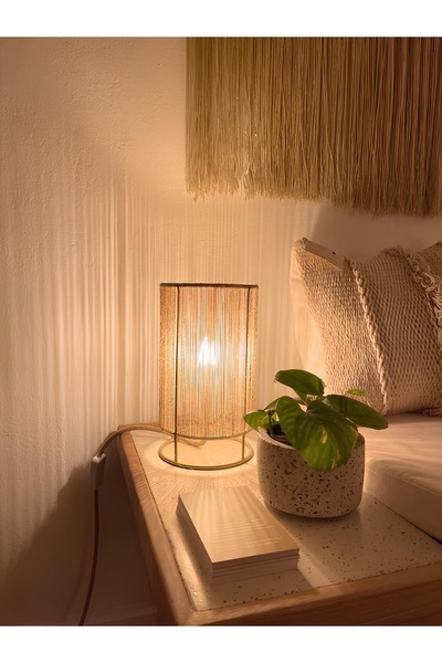 ARSLN TEKSTİL Boho jüt abajur şık tasarım el örmesi