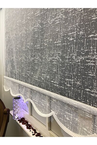 Emir Home ESKİTME Desen ANTRASİT GRİ BLACKOUT (IŞIK GEÇİRMEZ) Storlu Çift Mek...