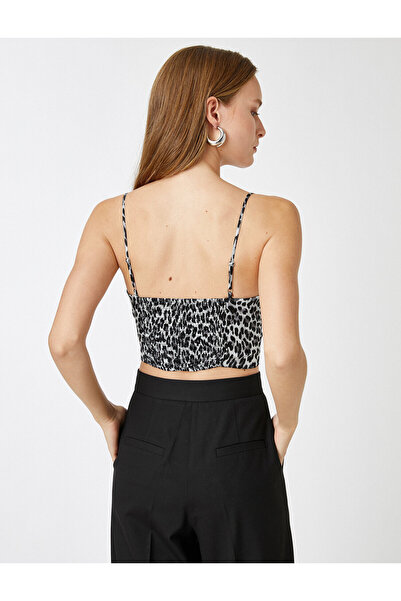 Koton Leopárd mintás vékony pántos Crop alsóing