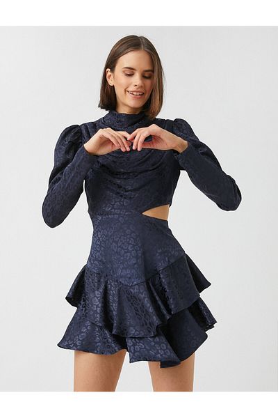 Koton Rochie jacquard cu volane cu detaliu fereastră