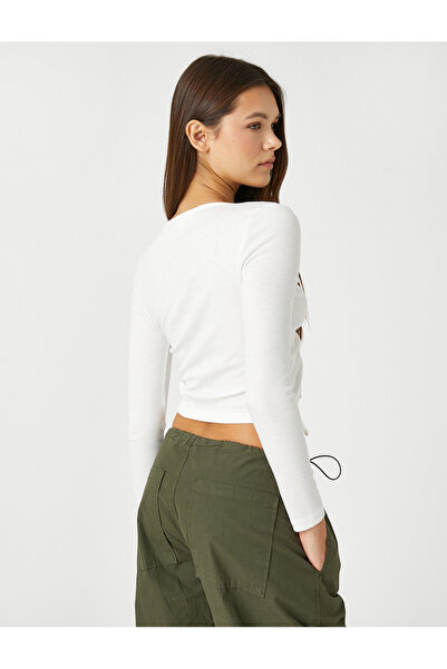 Koton Tričko s dlouhým rukávem vpředu s výstřihem do V