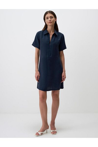 Jimmy Key Polo Neck Navy Blue Mini Dress - Short Sleeve