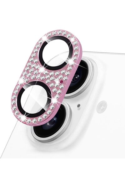 EDELFU iPhone 16 Plus ve 16 için Uyumlu Komple Taşlı Tam Kaplayan Metal Kamer...