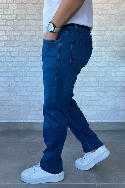 MİSHAR İTALİA Μπλε Ανδρικό Τζιν Τζιν Παντελόνι Lycra Plus Size