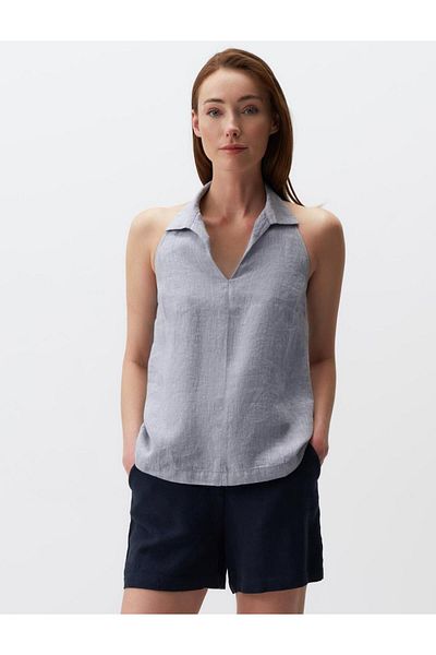 Jimmy Key Bluză de in - Blue Melange, Halter