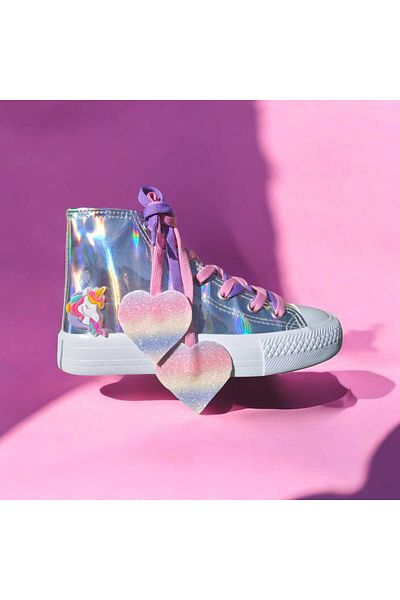 LİASSHOES حذاء رياضي للأطفال برباط على شكل قلب ووحيد القرن ملون