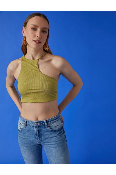 Koton Crop-Tanktop mit Fensterdetail und Rippstrick