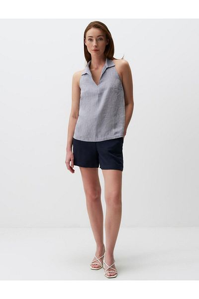 Jimmy Key Bluză de in - Blue Melange, Halter