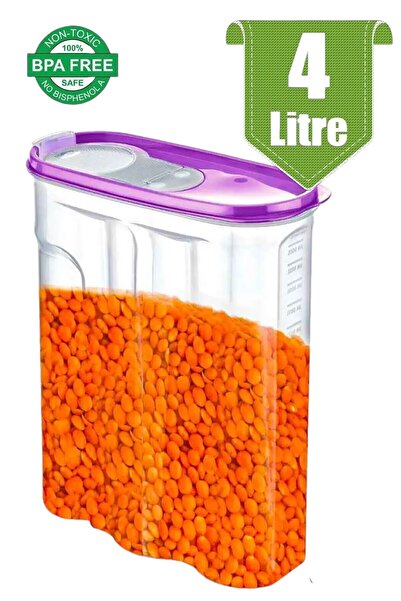 CocoVia 4 litre Renkli Kapaklı Su/Hava Geçirmez Kiler/Erzak Saklama Kabı/Plas...