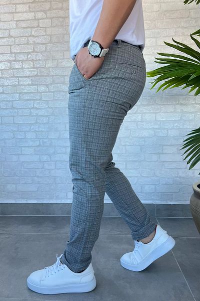 MİSHAR İTALİA Γκρι ανδρικό παντελόνι Jogger με αυτοσχεδιασμό μέσης