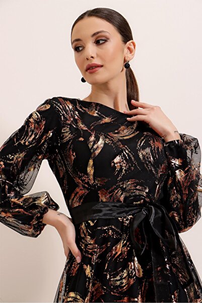 By Saygı Yaldiz Long Dress with Belted Waist Lining