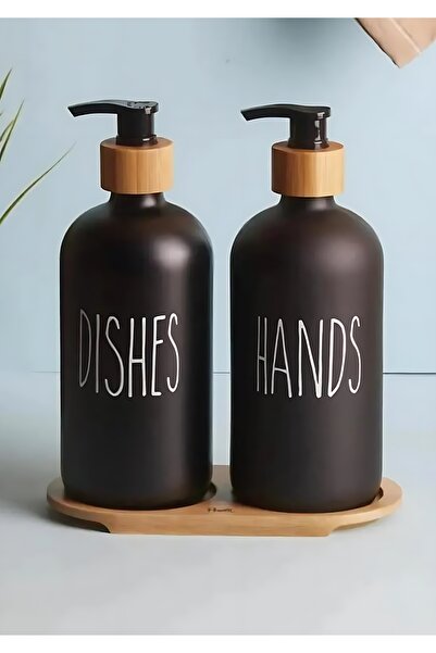 PAKETLENDİ طقم موزع صابون سائل للمطبخ مكون من قطعتين - يد وطبق (وسادة من الخي...