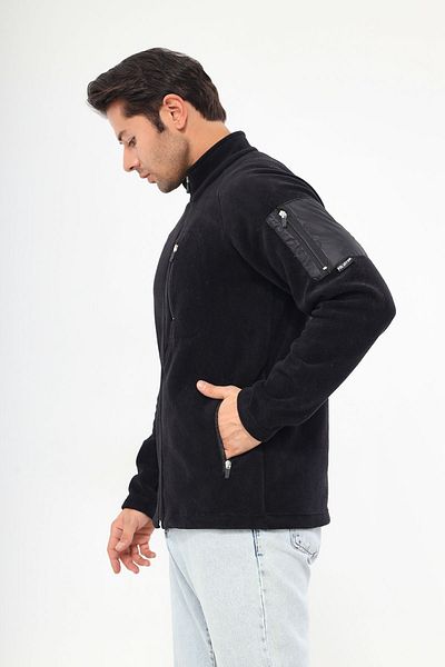 Polviton Men's Fleece Jacket Full Zip 4 Pockets Outdoor Softshell Tactical Flecee