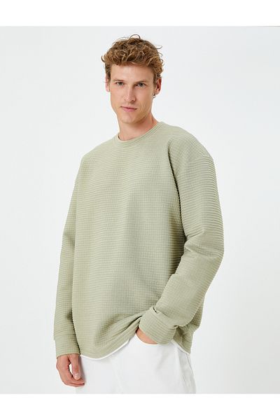Koton Oversize Sweatshirt Crew Neck Long Sleeve Textured