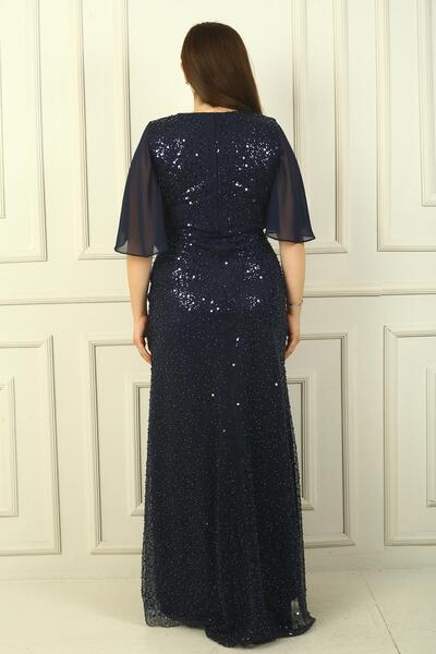 By Saygı Dámské dlouhé šaty B.B. šifonem podšité korálky a flitry