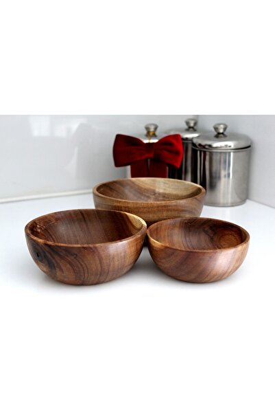 HBS Art Design Hbs Art Design Wooden Akasya 3-Piece Bowl Set