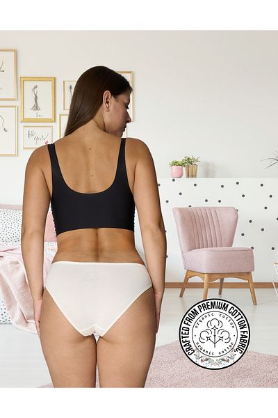 ALYA UNDERWEAR Chiloți pentru femei de culoare bumbac - Pachet de 6 roșu, bleumarin, ecru