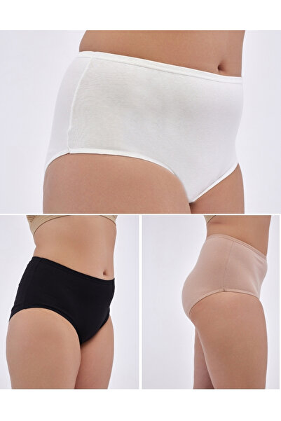 ALYA UNDERWEAR Women's Batttal Panties Triple Pack- Black-white-skin- 5xl-6xl-7xl
