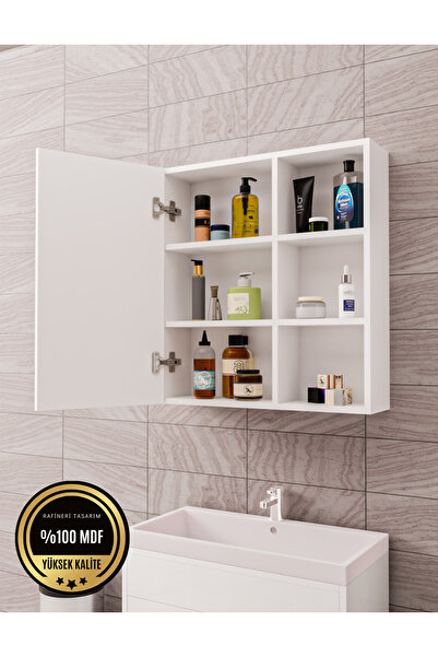 DEKORFİM DF16102B Tek Kapaklı Aynalı Banyo Dolabı Çok Amaçlı Banyo Dolabı