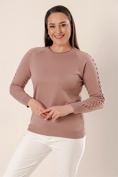 By Saygı سترة أكريليك مقاس كبير مع تفاصيل الأكمام