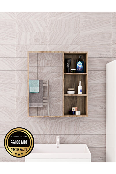 DEKORFİM DF16102BR Tek Kapaklı Aynalı Banyo Dolabı Çok Amaçlı Banyo Dolabı