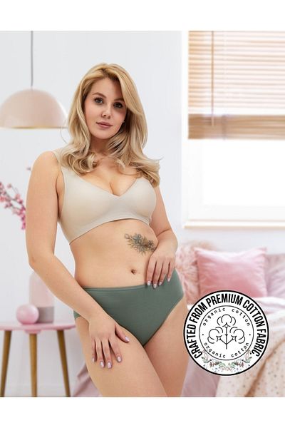 ALYA UNDERWEAR Bato hipster colorat din bumbac pentru femei - bleumarin, verde, roz, pudra, albastru - pachet de 5