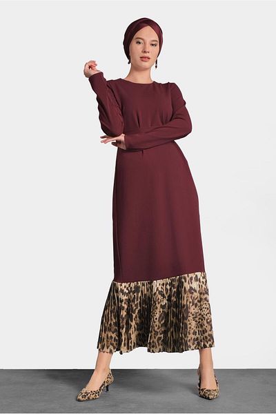 Alvina Leopard Patterned Dress with Birds 40272