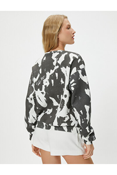 Koton Φούτερ με χρωματική αντίθεση Tie-dye Print Oversize - Μακρύ μανίκι, λαιμόκοψη