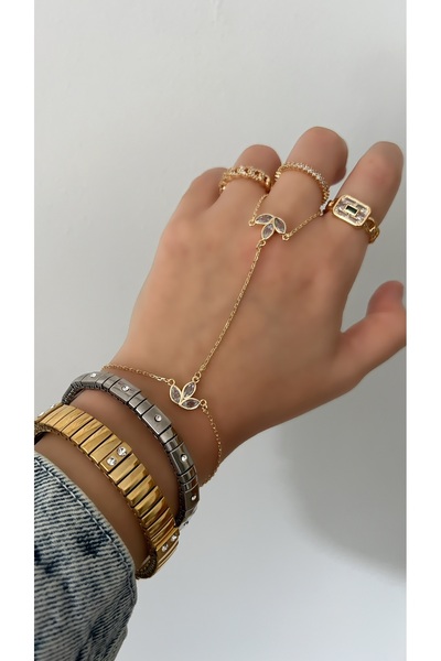 SU PERİSİ TAKI BİJUTERİ Vip Seri Gold Zirkon Taşlı Lotus Çiçeği Şahmeran