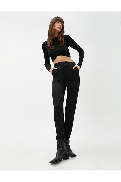 Koton Melange Patterned Jogger Sweatpants with Elastic Waist Pocket