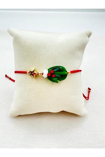 Jerie New Year's Theme10 Red Rope Glass Murano Bracelet