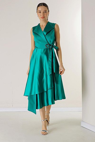 By Saygı Rochie din satin cu dantelă