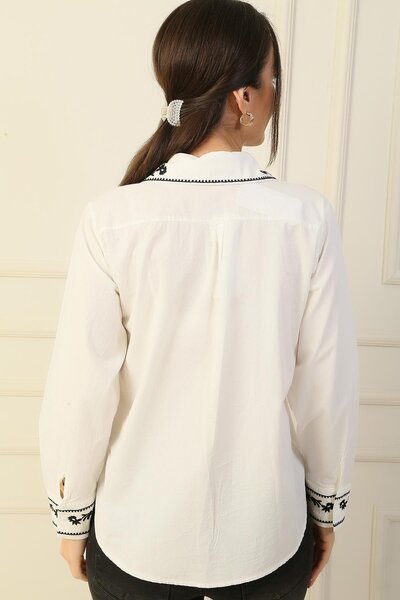 By Saygı Сорочка з вишитим коміром і рукавами