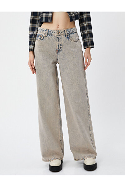 Koton Wide Leg Jeans High Waist Pocket Cotton - Loose Jean