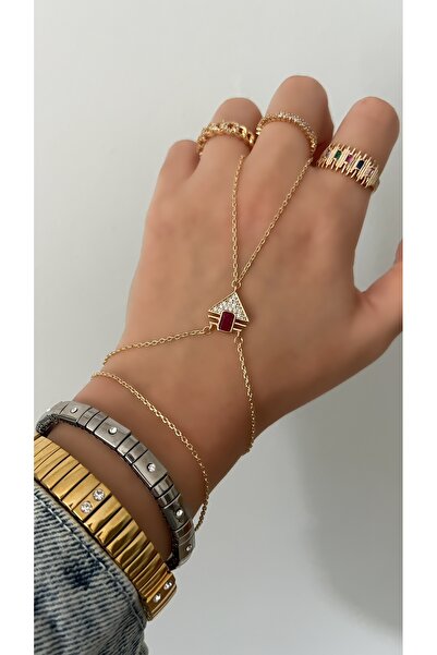 SU PERİSİ TAKI BİJUTERİ Vip Seri Bordo Zirkon Taşlı Serenay Şahmeran